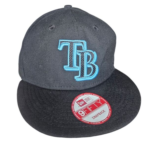 New Era 9FIFTY MLB Tampa Bay Rays Snapback Hat 100% Wool Black Embroidered - Picture 1 of 14